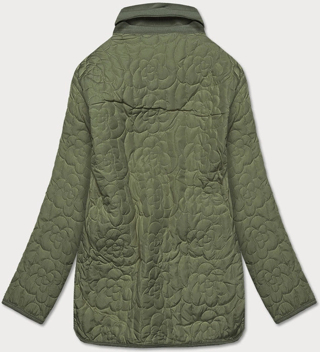 Cienka kurtka damska z ozdobnym pikowaniem zielona (jin226)