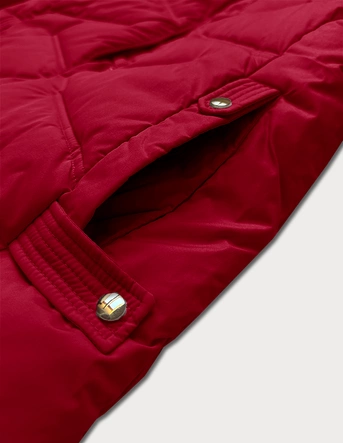 Zimowa kurtka damska z odpinanym kapturem  LHD bordowa (LHD-24577)