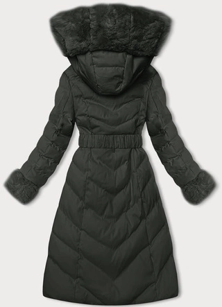 Zimowa kurtka damska z paskiem army (5M3156-136)