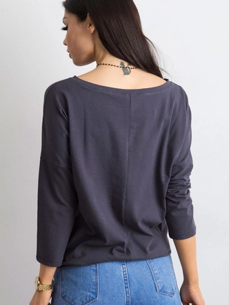 Luźna bluzka z wiązaniem na dole grafitowa (4691)