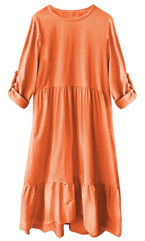 BAWEŁNIANA SUKIENKA OVERSIZE POMARAŃCZOWA (278ART)