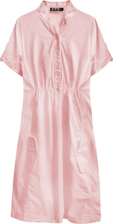 BAWEŁNIANA SUKIENKA KOSZULOWA PUDROWY RÓŻ (1052)