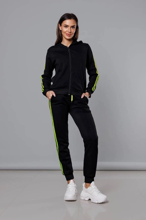 Dres damski z lampasami czarny-limonka (KK0057)