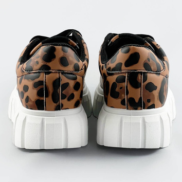 Sznurowane sneakersy w panterkę brąz-czarny (6374)
