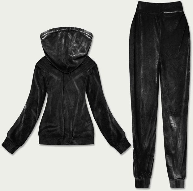 Welurowy dres damski czarny (81201)