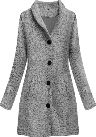 KRÓTKI PŁASZCZ ZE STÓJKĄ JASNOSZARY (536ART)