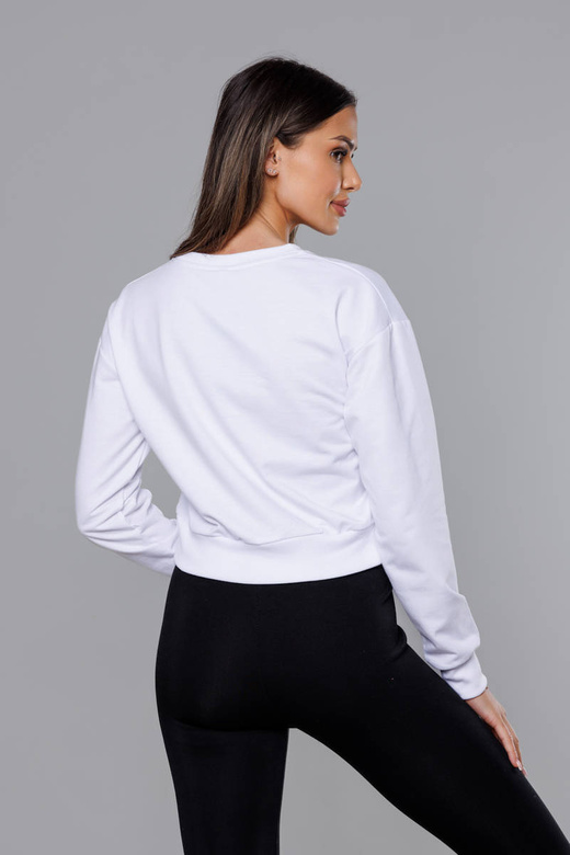 Cienka krótka bluza dresowa damska biała (8B938-1)