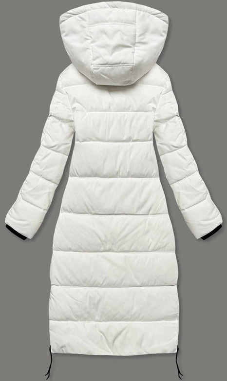 Długa kurtka zimowa damska złamana biel (AG8-8013)