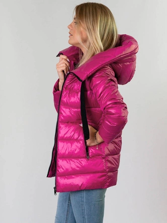 ZIMOWA PIKOWANA KURTKA DAMSKA Z KAPTUREM AMARANTOWA (7698)