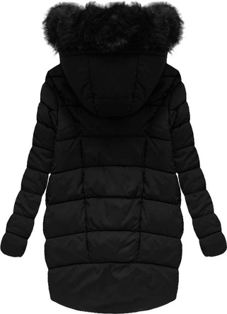 ASYMETRYCZNA KURTKA Z KAPTUREM CZARNA (7681)