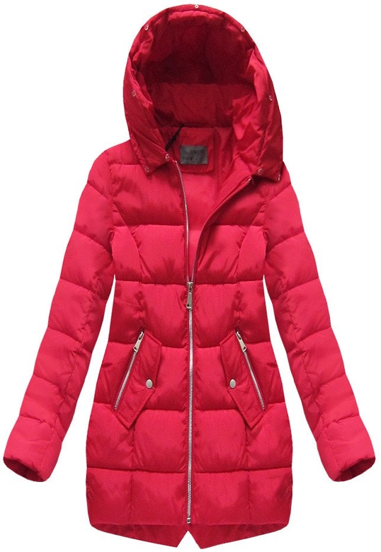 PIKOWANA KURTKA Z KAPTUREM CZERWONA (B1050-30)