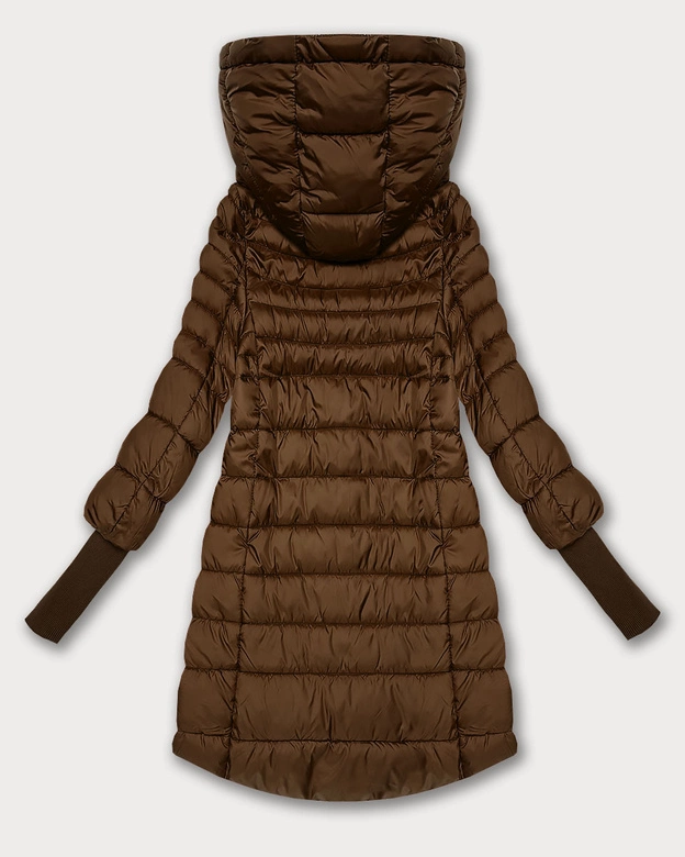 Przejściowa kurtka damska z dzianinowymi ściągaczami karmelowa (1828)