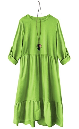 BAWEŁNIANA SUKIENKA OVERSIZE LIMONKOWA (278ART)