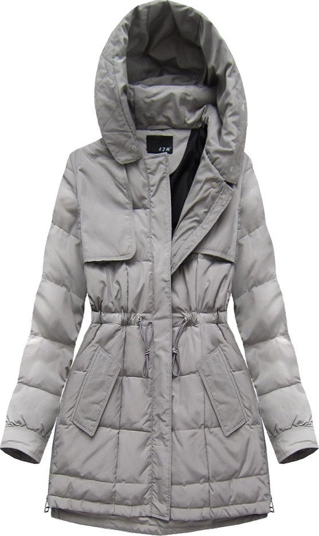 PIKOWANA KURTKA Z PUCHEM NATURALNYM SZARA (8081)