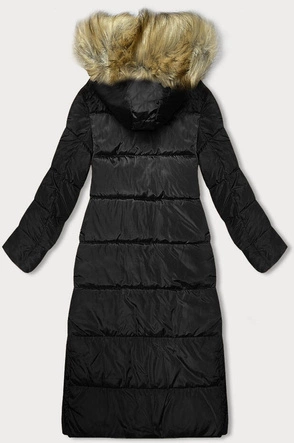 Długa kurtka zimowa damska czarna (V725)