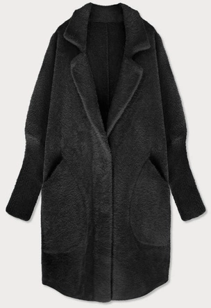 Wełniana narzutka alpaka czarna (7108)