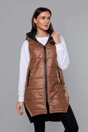 Kamizelka z geometrycznym dołem karmelowa (B0122-22)