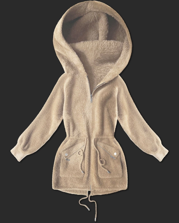 Narzutka alpaka z kieszeniami jasny beżowy (W010#)