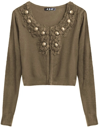 KRÓTKI SWETEREK ZE ZDOBIENIAMI KARMELOWY (1523)