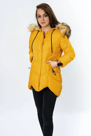 PIKOWANA KURTKA DAMSKA ZIMOWA ŻÓŁTA (209-1)