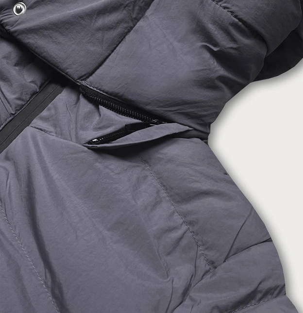 Pikowana kurtka przejściowa z paskiem ciemnoszara (23060-5)