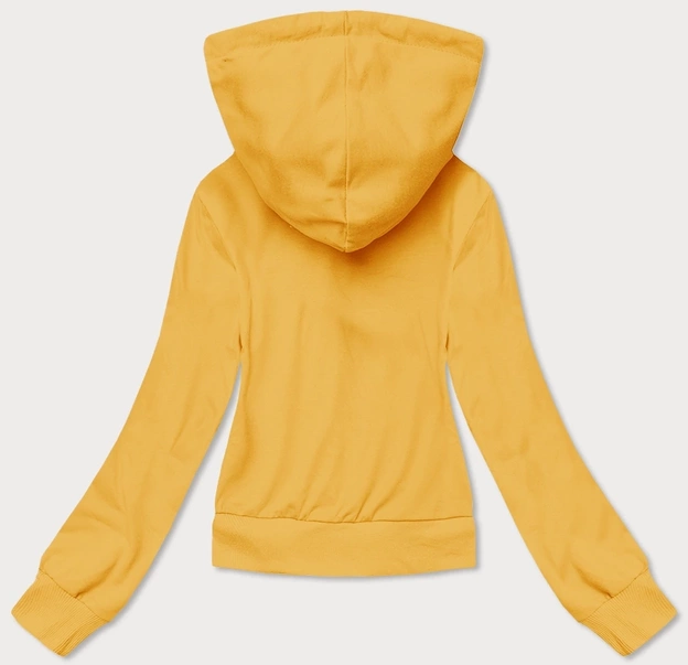 Krótka bluza dresowa z kapturem żółta (8B939-117)