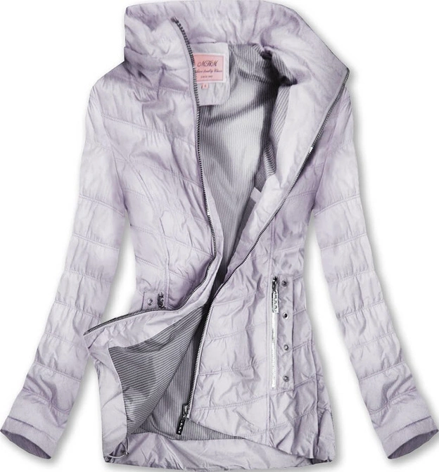 PIKOWANA KURTKA Z KAPTUREM SZARONIEBIESKA (W619)