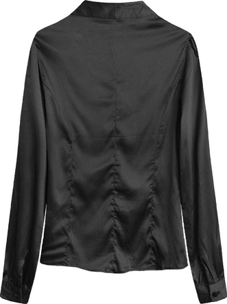 SATYNOWA KOSZULA Z WIĄZANĄ STÓJKĄ CZARNA (1064)