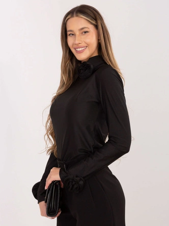 Wizytowa bluzka z różami Goodlookin czarna (272611)