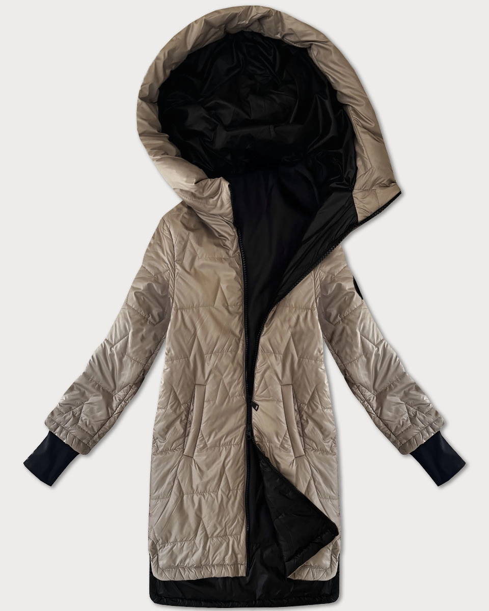 Pikowana kurtka damska z dzianinowymi ściągaczami S'West beżowa (B8505-12)