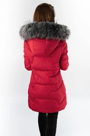 PIKOWANA KURTKA DAMSKA ZIMOWA CZERWONA (B9527)