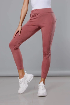 Legginsy treningowe damskie brudny różowy (54350)