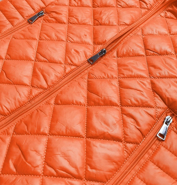 Pikowana kurtka damska z kapturem pomarańczowa (ly-01)