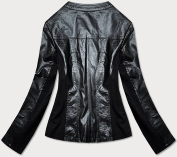 Taliowana kurtka damska z łączonych materiałów czarna (752art)