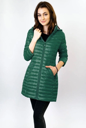DŁUŻSZA KURTKA DAMSKA PIKOWANA ZIELONA (7178)
