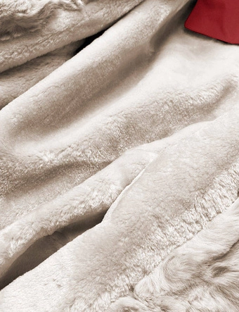 Parka z futrzaną podpinką ciemnoczerwona (5M763-6)