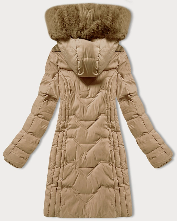 Kurtka zimowa z odpinanym kapturem beżowa S'west (R8199-46)