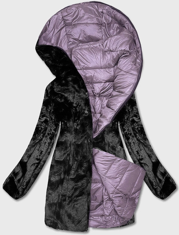 Dwustronna kurtka futro damska fioletowa (b8053-51)