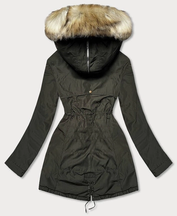 Ciepła damska parka zimowa khaki (w165)