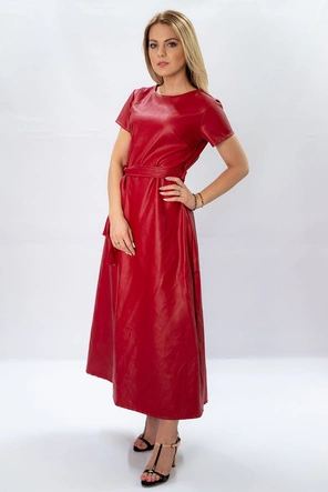 DŁUGA SUKIENKA Z EKOSKÓRY CZERWONA (504ART)