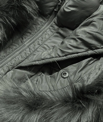 Pikowana zimowa kurtka damska z kapturem khaki (aura)