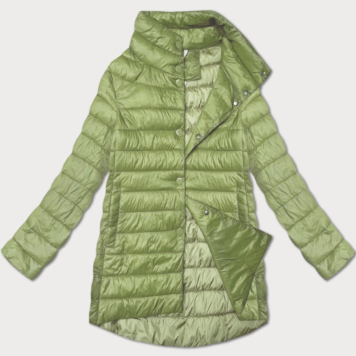 Pikowana kurtka damska ze stójką Minority pistacjowa (P3-6908-396)