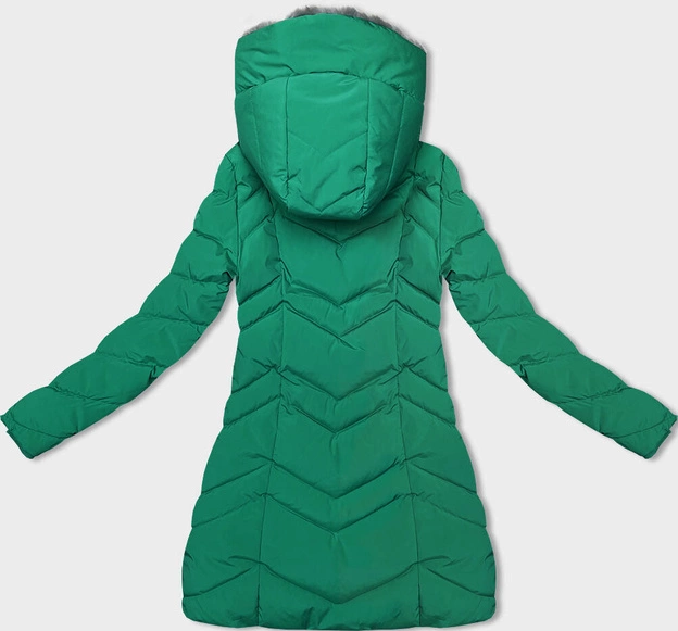 Damska kurtka zimowa na futerku zielona (LHD-23023)