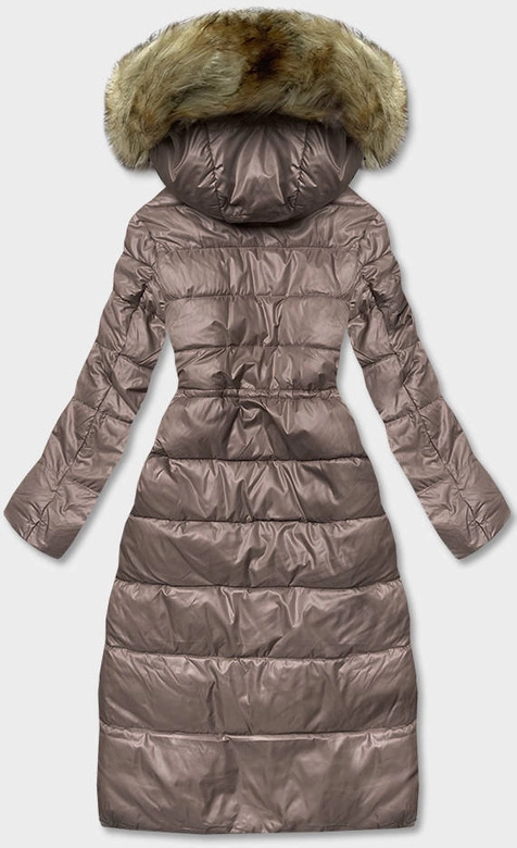 Pikowana długa kurtka damska cappuccino (H-201)