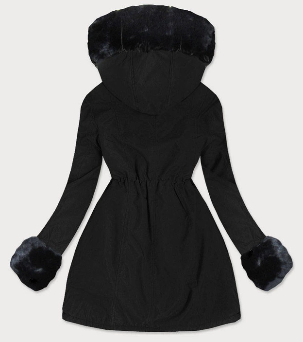DAMSKA PARKA ZIMOWA Z FUTREM CZARNA (B9550)