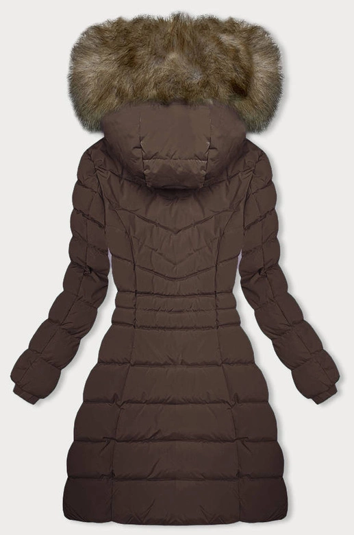 Puchowa zimowa kurtka damska brązowa (LHD-23032)
