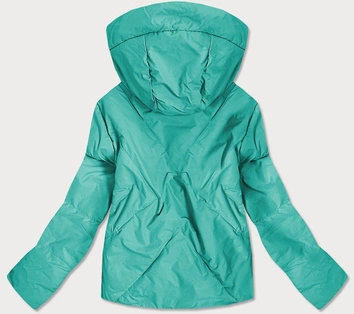 KRÓTKA ASYMETRYCZNA KURTKA DAMSKA TURKUSOWA (0955#)