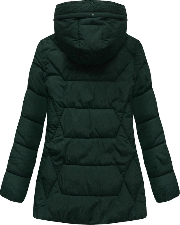 PIKOWANA KURTKA Z KAPTUREM CIEMNOZIELONA (B9901)