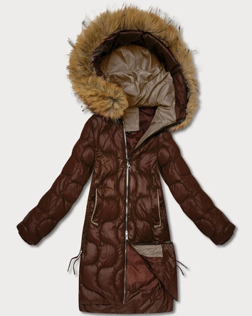 Kurtka damska z ozdobnym pikowaniem J Style czekoladowa (5M3351-158)