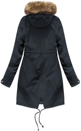 ZIMOWA PARKA DAMSKA Z PODPINKĄ I KAPTUREM GRANATOWA (X7600BIGX)